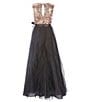 Color:Black/Champagne - Image 2 - Big Girls 7-16 Sleeveless Sequin Bodice Corkscrew Maxi Dress