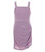 Color:Lilac - Image 1 - Big Girls 7-16 Sleeveless Metallic Knit Ruched Dress