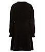 Color:Black - Image 2 - Little Girls 4-6X Long Sleeve Rhinestone-Embellished Sweater Dress