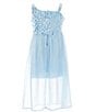 Color:Powder Blue - Image 2 - Little Girls 4-6X Sequin Overlay Walkthrough Gown