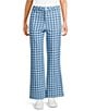 Poppy & Pine Houndstooth Print Flared Denim Pants - Image 1