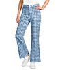 Poppy & Pine Houndstooth Print Flared Denim Pants - Image 1