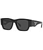 Color:Black - Image 1 - Men's 54mm Rectangle Sunglasses