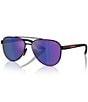 Prada Men's Linea Rossa 58mm Aviator Sunglasses, Color:Black Rubber/Dark Blue Mirror Violet - Image 1
