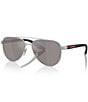 Prada Men's Linea Rossa 58mm Aviator Sunglasses, Color:Matte Grey/Purple Brown Mirror Silver - Image 1