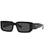 Color:Black - Image 1 - Unisex PR 06YS 53mm Contrast Rim Rectangle Sunglasses