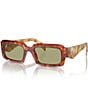 Color:Cognac Tortoise/Green - Image 1 - Unisex PR 27ZS 54mm Tortoise Rectangle Sunglasses