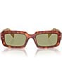 Color:Cognac Tortoise/Green - Image 2 - Unisex PR 27ZS 54mm Tortoise Rectangle Sunglasses