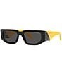 Color:Black Marble/Yellow - Image 1 - Unisex PR09ZS 54mm Marble Rectangle Sunglasses