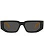 Color:Black Marble/Yellow - Image 2 - Unisex PR09ZS 54mm Marble Rectangle Sunglasses