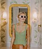 Prada Unisex PR17WS 49mm Rectangle Sunglasses, Color:Ivory - Image 3