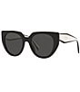 Color:Black - Image 1 - Women's 52mm Color Blocked Cat Eye Sunglasses