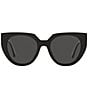 Color:Black - Image 2 - Women's 52mm Color Blocked Cat Eye Sunglasses