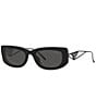 Color:Black - Image 1 - Women's 53mm Rectangle Sunglasses