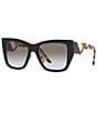 Color:Black - Image 1 - Women's 54mm Leopard Print Frame Square Sunglasses