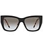 Color:Black - Image 2 - Women's 54mm Leopard Print Frame Square Sunglasses