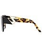 Color:Black - Image 3 - Women's 54mm Leopard Print Frame Square Sunglasses
