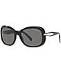 Color:Black - Image 1 - Women's PR 04ZS 57mm Rectangle Polarized Sunglasses