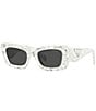 Color:Matte White Marble - Image 1 - Women's PR 13ZS 50mm Marble Cat Eye Sunglasses