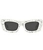 Color:Matte White Marble - Image 2 - Women's PR 13ZS 50mm Marble Cat Eye Sunglasses
