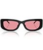 Prada Women's PR 14YS 53mm Rectangle Sunglasses, Color:Black/Pink - Image 2