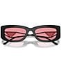 Prada Women's PR 14YS 53mm Rectangle Sunglasses, Color:Black/Pink - Image 5