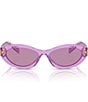 Color:Violet - Image 2 - Women's PR 26ZS 55mm Mirrored Oval Sunglasses