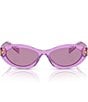 Prada Women's PR 26ZS 55mm Mirrored Oval Sunglasses, Color:Violet - Image 2