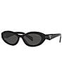 Color:Black - Image 1 - Women's PR 26ZS 55mm Rectangle Sunglasses