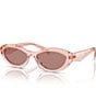 Color:Pink/Light Brown - Image 1 - Women's PR 26ZS 55mm Transparent Rectangle Sunglasses