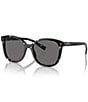 Color:Black Crystal Tortoise/Dark Grey - Image 1 - Women's PR22ZS 53mm Tortoise Square Polarized Sunglasses