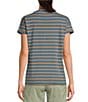 Color:High Tide - Image 2 - Cozy Up Crew Neck Short Cuff Sleeve Jersey Knit Hemp Stripe T-Shirt