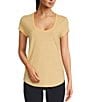 Color:Sun Kissed - Image 1 - Cozy Up Solid Jersey Knit Scoop Neck Cap Sleeve Tee