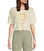 Color:Canvas Sun - Image 1 - Everyday VW Jersey Knit Sun Graphic Print Crew Neck Drop Shoulder Short Sleeve Relaxed Fit Crop Top