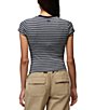 prAna Lotus Soft Stretch Stripe Print Banded Crew Neck Short Sleeve Fitted Tee - Image 2