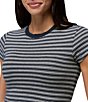prAna Lotus Soft Stretch Stripe Print Banded Crew Neck Short Sleeve Fitted Tee - Image 3