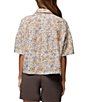 prAna Railay Camp Short Sleeve Beach Pebble Vacation Printed Button Front Crop Top - Image 2