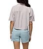 prAna Railay Camp Short Sleeve Solid Button Front Crop Top - Image 2