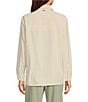 Color:Canvas - Image 2 - Railay Solid Canvas Stretch Woven Point Collar Long Sleeve Button Front Snap Shirt