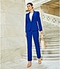 Preston & York Alyssa Notch Lapel Long Sleeve One Button Crepe Blazer, Color:Cobalt - Image 6