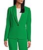 Preston & York Alyssa Notch Lapel Long Sleeve One Button Crepe Blazer, Color:Clover - Image 2