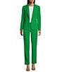 Preston & York Alyssa Notch Lapel Long Sleeve One Button Crepe Blazer, Color:Clover - Image 4