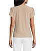 Color:Biscotti - Image 2 - Arianna Short Tulip Sleeve Crew Neck Knit Shirt