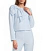 Preston & York Brittani Crepe Oversized Bow Front Crew Neck Long Sleeve Snap Front Coordinating Jacket - Image 1