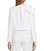 Preston & York Brittani Crepe Oversized Bow Front Crew Neck Long Sleeve Snap Front Coordinating Jacket, Color:White - Image 2