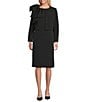 Preston & York Brittani Crepe Oversized Bow Front Crew Neck Long Sleeve Snap Front Coordinating Jacket, Color:Black - Image 4