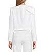 Preston & York Brittani Crepe Oversized Bow Front Crew Neck Long Sleeve Snap Front Coordinating Jacket - Image 3