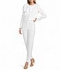 Preston & York Brittani Crepe Oversized Bow Front Crew Neck Long Sleeve Snap Front Coordinating Jacket - Image 6