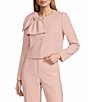 Preston & York Brittani Crepe Oversized Bow Front Crew Neck Long Sleeve Snap Front Coordinating Jacket - Image 1
