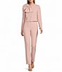 Preston & York Brittani Crepe Oversized Bow Front Crew Neck Long Sleeve Snap Front Coordinating Jacket - Image 3